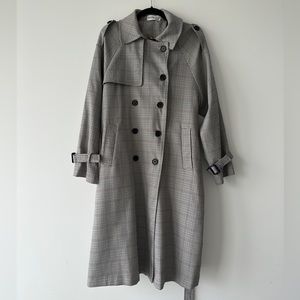 Little Mountain Vancouver Mid Length Plaid Trench Coat Size Medium
